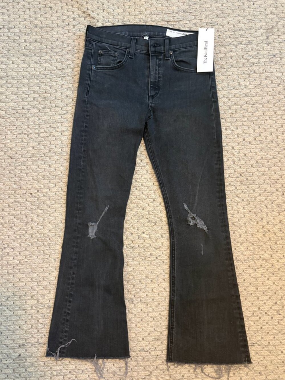 Rag & Bone Black Crop Flare Bootcut Jeans 27